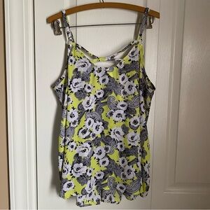 Torrid Yellow Black Floral Georgette Criss Cross Camisole Flowy 2 Festival Edgy